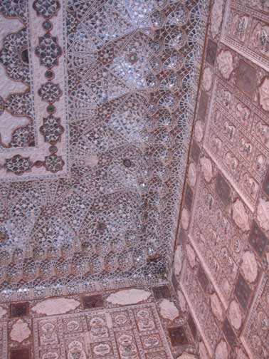 Ceiling of room made up of mirrors in Amber Palace.