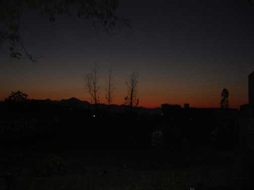 Sunrise over the Himalayan mountains.