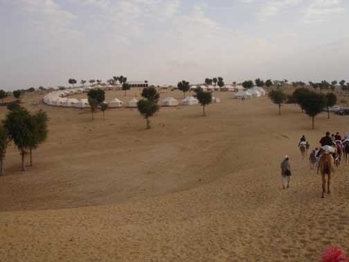 During camel ride, Manwar Camp from the distance.