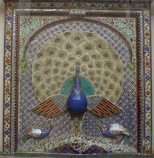 Peacock mosaic at City Palace in Udaipur.